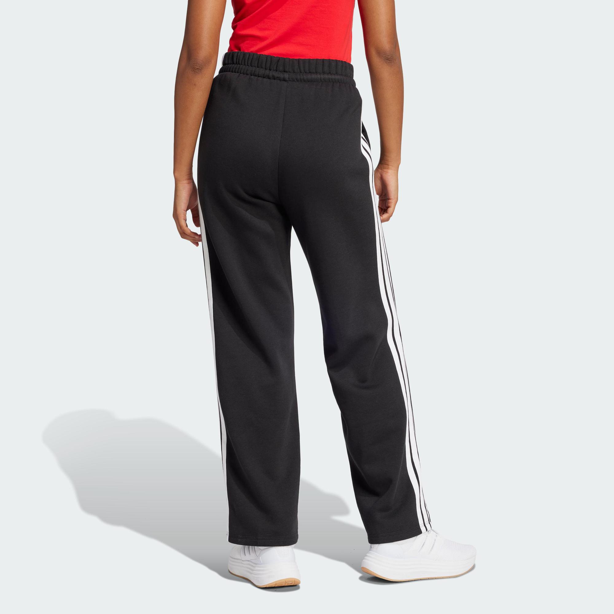 กางเกงผ้าฟลีซชายเปิด 3 แถบ adidas Lifestyle Essentials สีดำ JE1300 สำหรับผู้หญิง