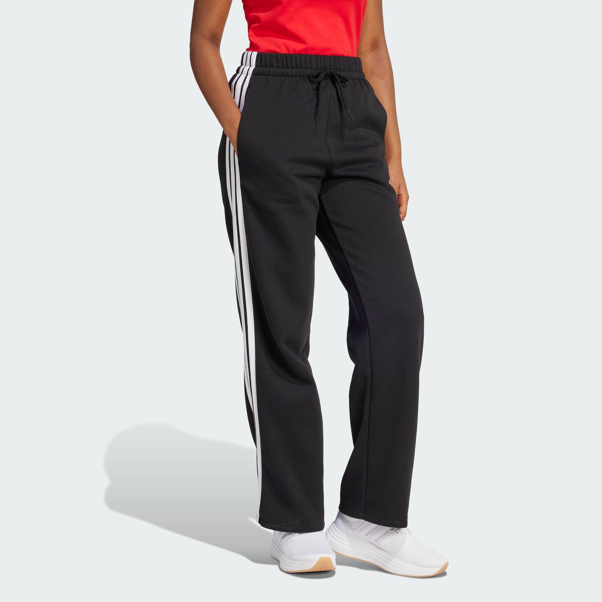 กางเกงผ้าฟลีซชายเปิด 3 แถบ adidas Lifestyle Essentials สีดำ JE1300 สำหรับผู้หญิง