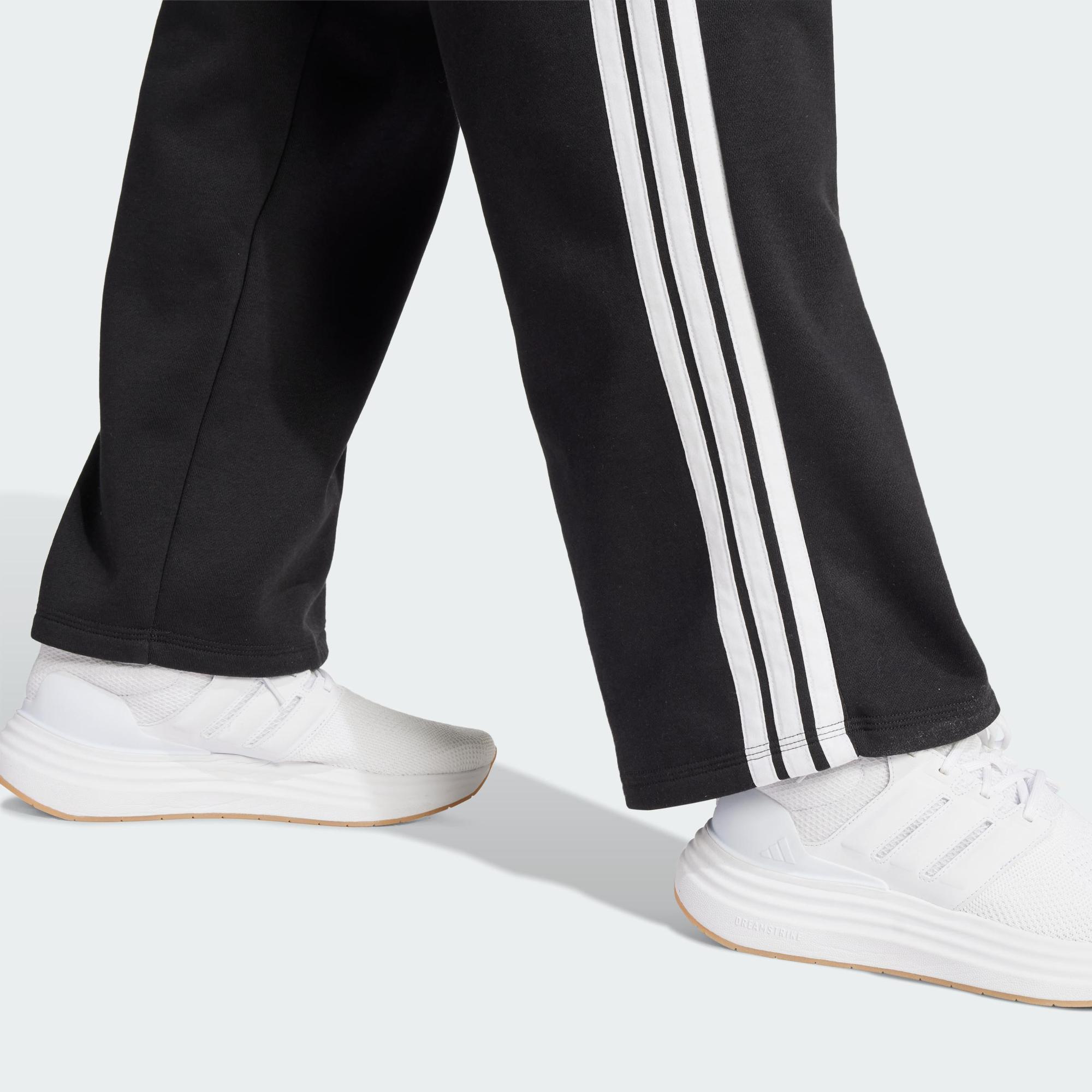 กางเกงผ้าฟลีซชายเปิด 3 แถบ adidas Lifestyle Essentials สีดำ JE1300 สำหรับผู้หญิง