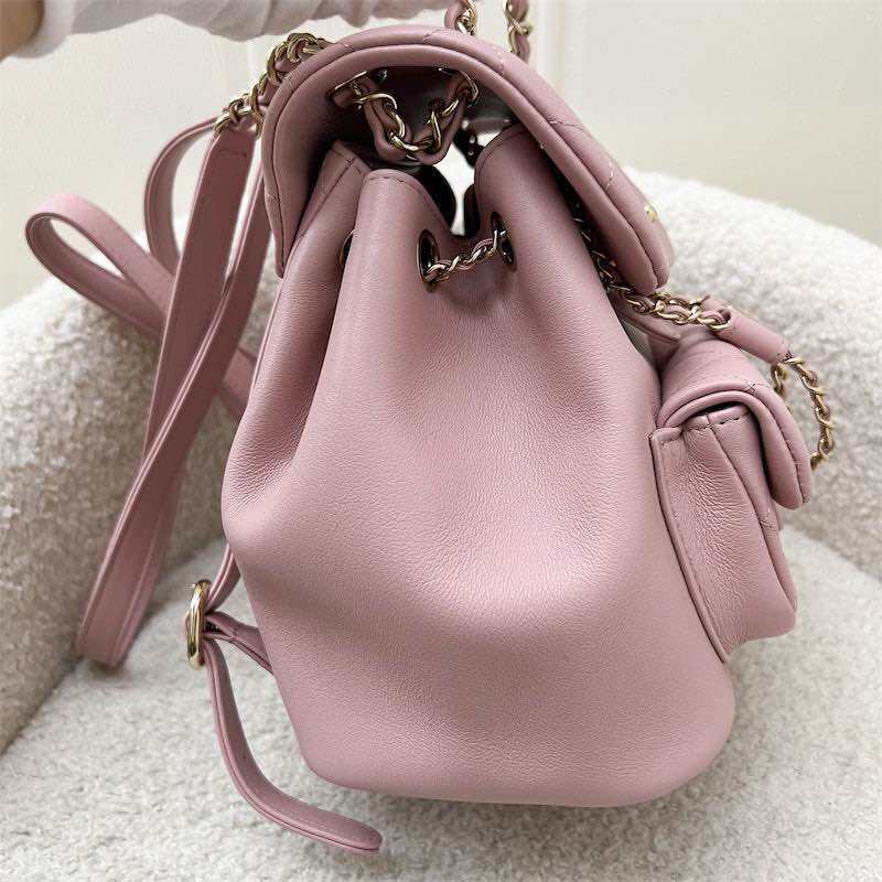 Chanel Duma Mini Backpack in 24P Light Pink Calfskin and LGHW · v4