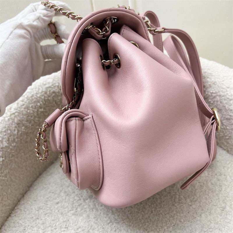 Chanel Duma Mini Backpack in 24P Light Pink Calfskin and LGHW · v4