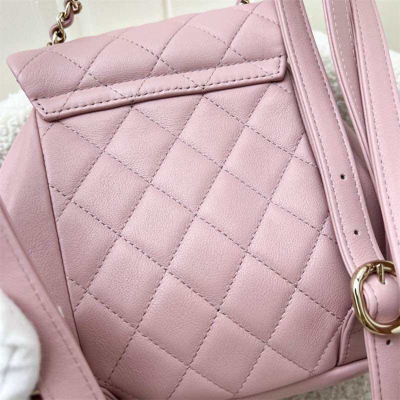 Chanel Duma Mini Backpack in 24P Light Pink Calfskin and LGHW · v4