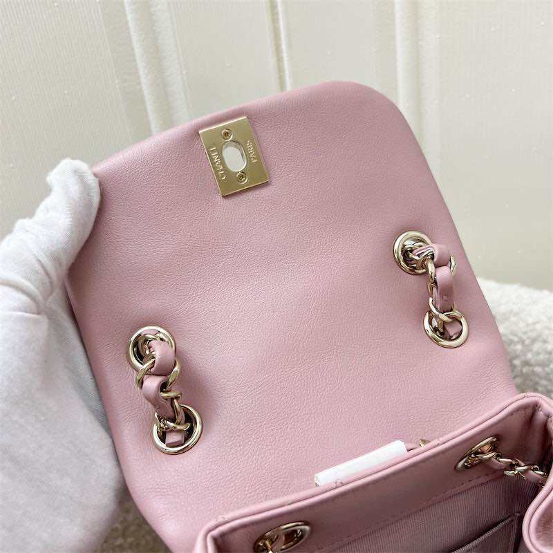 Chanel Duma Mini Backpack in 24P Light Pink Calfskin and LGHW · v4