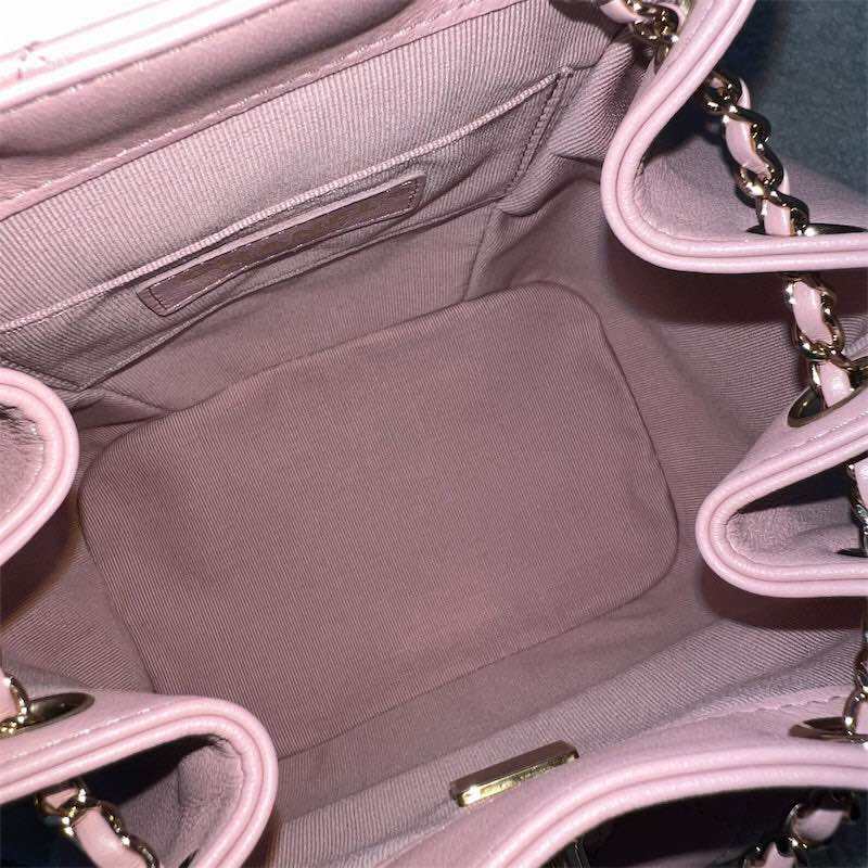 Chanel Duma Mini Backpack in 24P Light Pink Calfskin and LGHW · v4