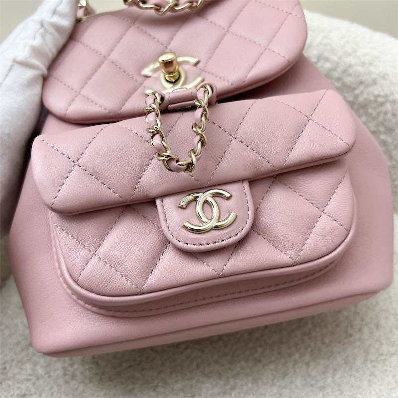 Chanel Duma Mini Backpack in 24P Light Pink Calfskin and LGHW · v4