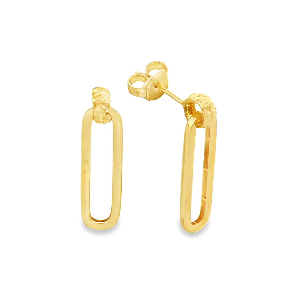 Top Cash Jewellery Orecchini a bottone lunghi pendenti in oro 916 con design geometrico
