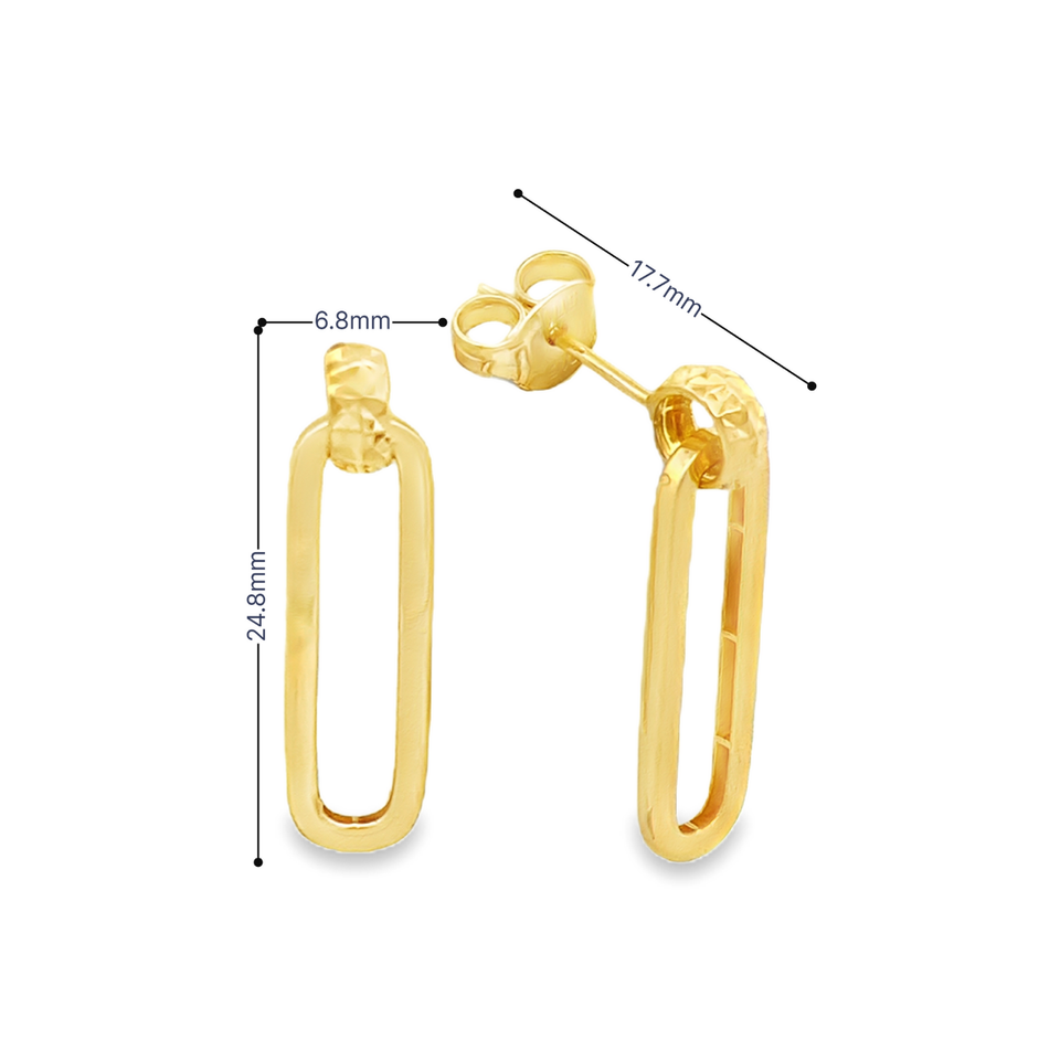 Top Cash Jewellery Orecchini a bottone lunghi pendenti in oro 916 con design geometrico