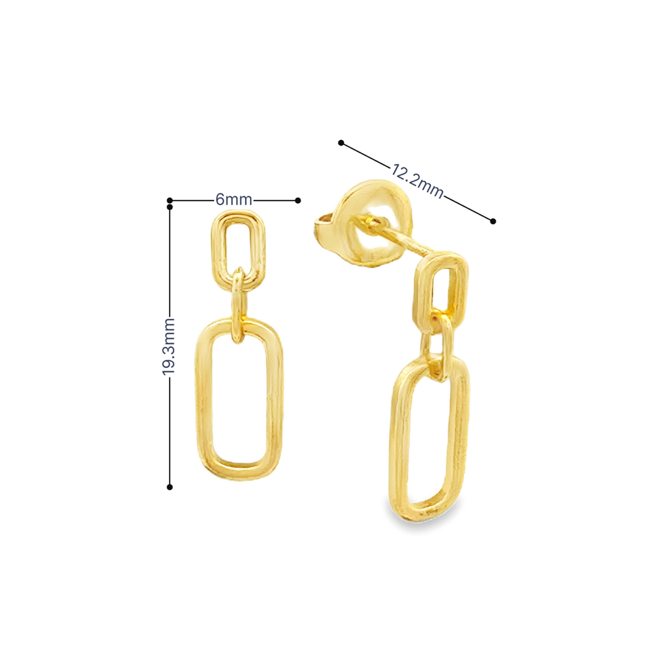Top Cash Jewellery 916 Gold Dangling Geometric Stud Earrings