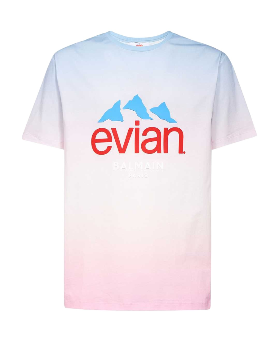 T-shirt da uomo a maniche corte con logo a girocollo in cotone BALMAIN, casual, per attività all'aperto, bianca