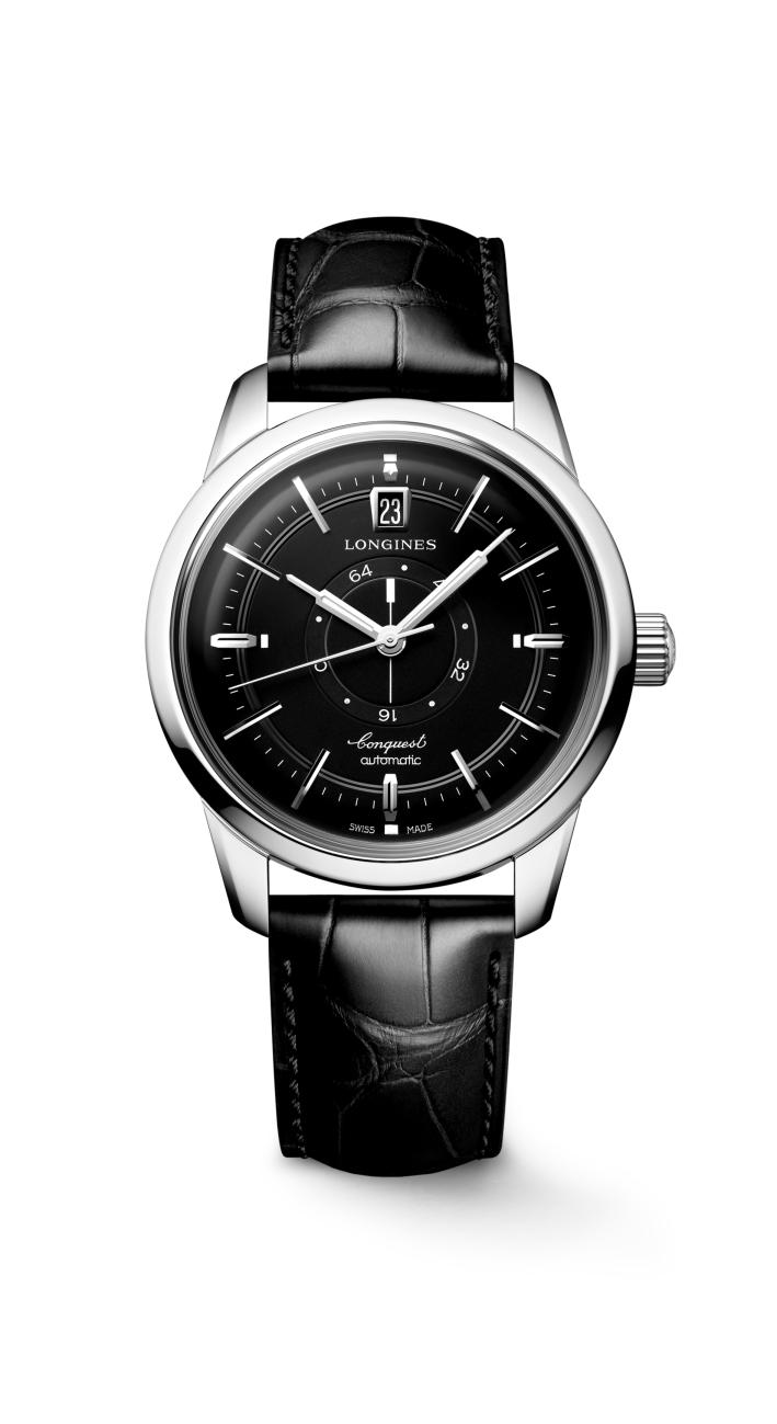 Longines Conquest Heritage Central Power Reserve อัตโนมัติสำหรับผู้ชาย สีดำ 38 มม. L1.648.4.52.2