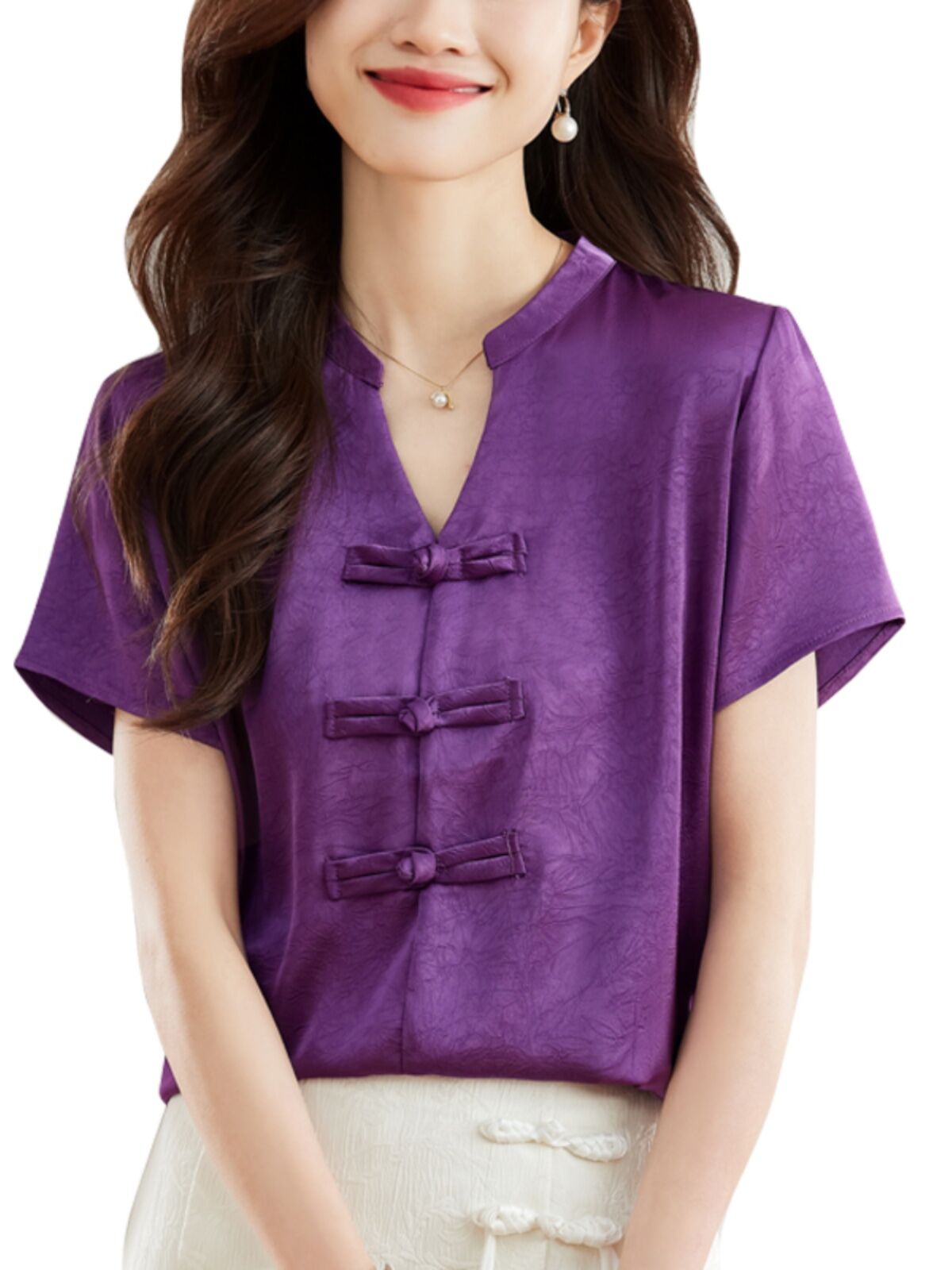 New Chinese Style Short Sleeve Shirt Women Summer 2025 New Fashion Black Embroidered Top Ladies Small Shirt Upper Body