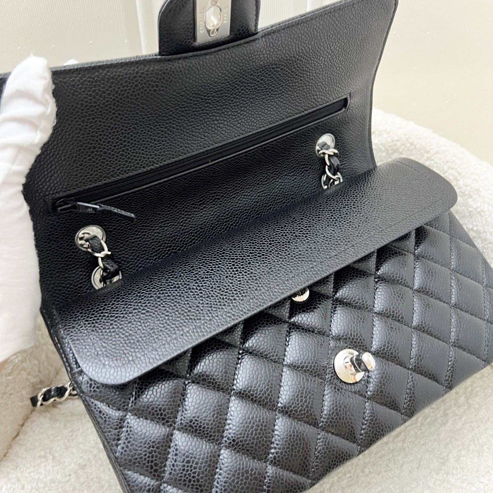 Chanel Medium Classic Flap CF in Black Caviar and SHW (Model: A01112) · v22