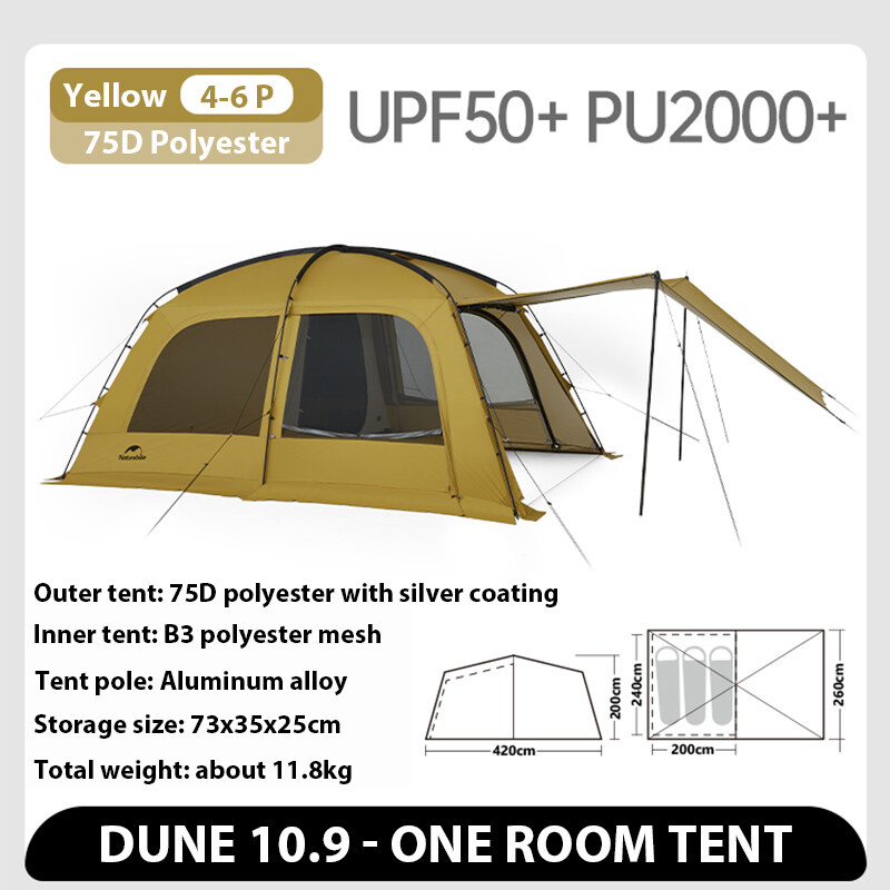 Naturehike outdoor camping dune 10.9 tent one bedroom one living room large space 4-6 person family tent · v35