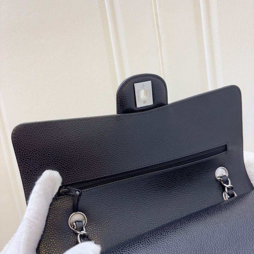 Chanel Medium Classic Flap CF in Black Caviar and SHW (Model: A01112) · v23