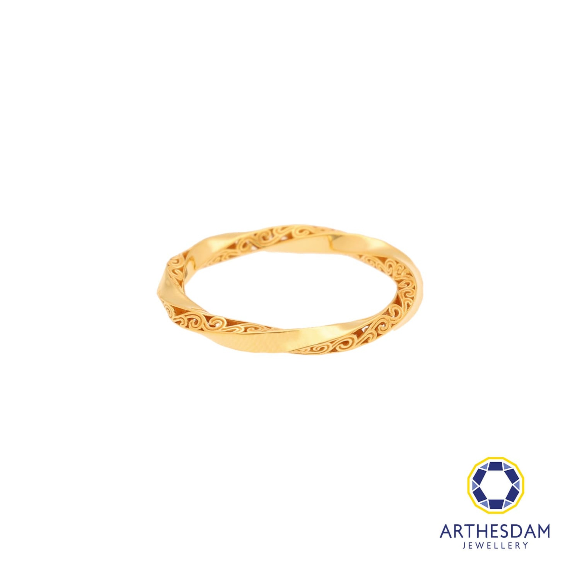 Arthesdam Jewellery 916 Gold Twisted Wave Engraved Ring