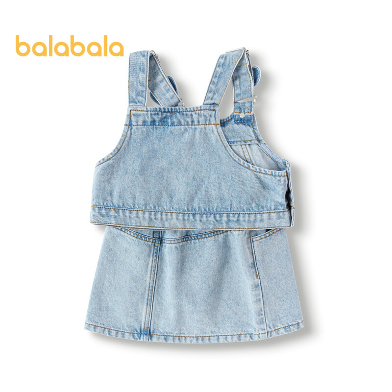 [Mall versiyonu] Balabala Çocuk Giyim Kız Çocuk Kıyafet Seti 2024 Yaz Şık Enerjik Denim Şık