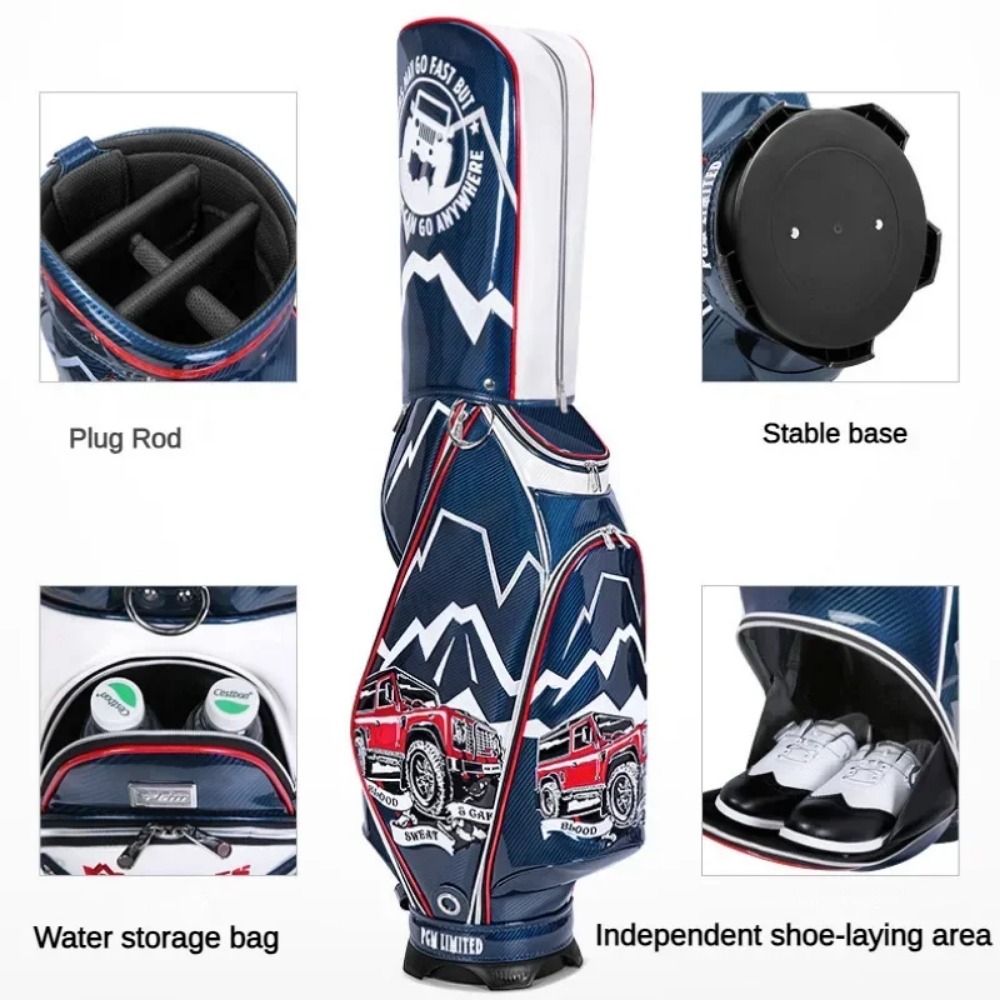PGM MOO EYES Luxury Men's Golf Bag Standard Backpack Can 13pcs Clubs Waterproof Crystal Leather 3D Embroidered QB112 · v18