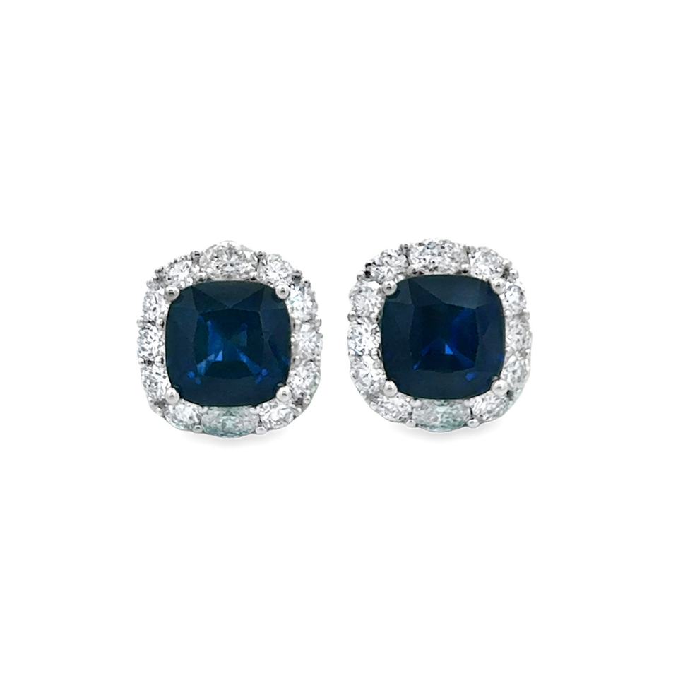 Top Cash Jewellery 10K 실험실 재배 사각형 사파이어 다이아몬드 스터드 귀걸이