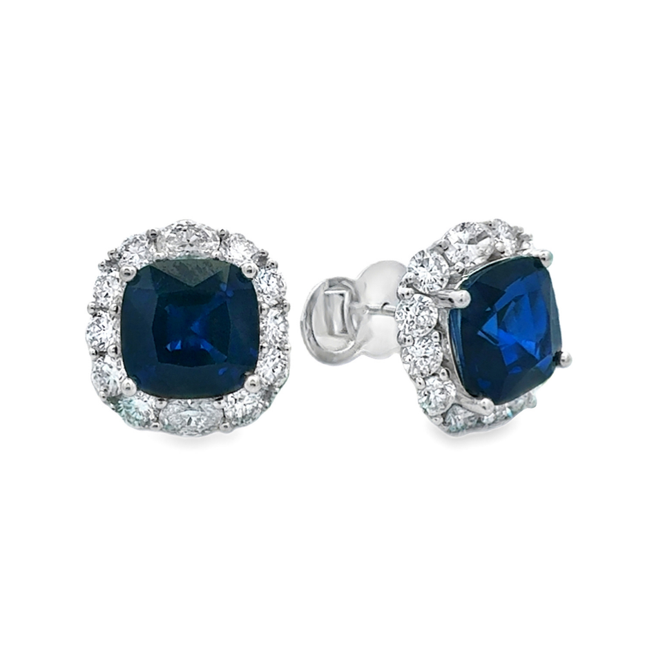 Top Cash Jewellery 10K 실험실 재배 사각형 사파이어 다이아몬드 스터드 귀걸이