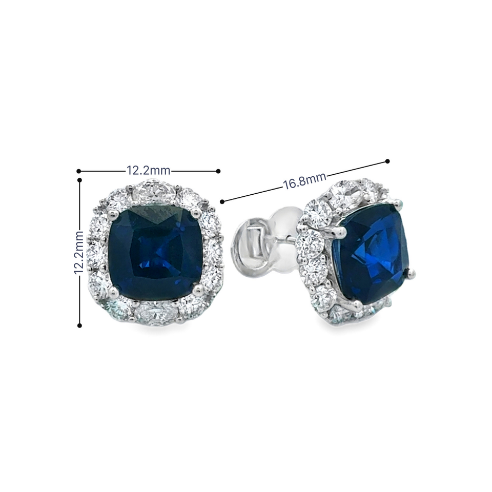 Top Cash Jewellery 10K 실험실 재배 사각형 사파이어 다이아몬드 스터드 귀걸이
