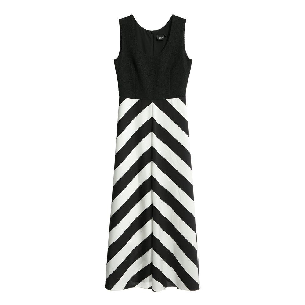 Maxi abito da donna alla moda senza maniche con stampa a righe iRoo