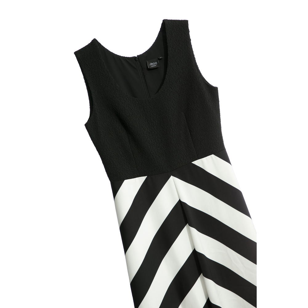 Maxi abito da donna alla moda senza maniche con stampa a righe iRoo