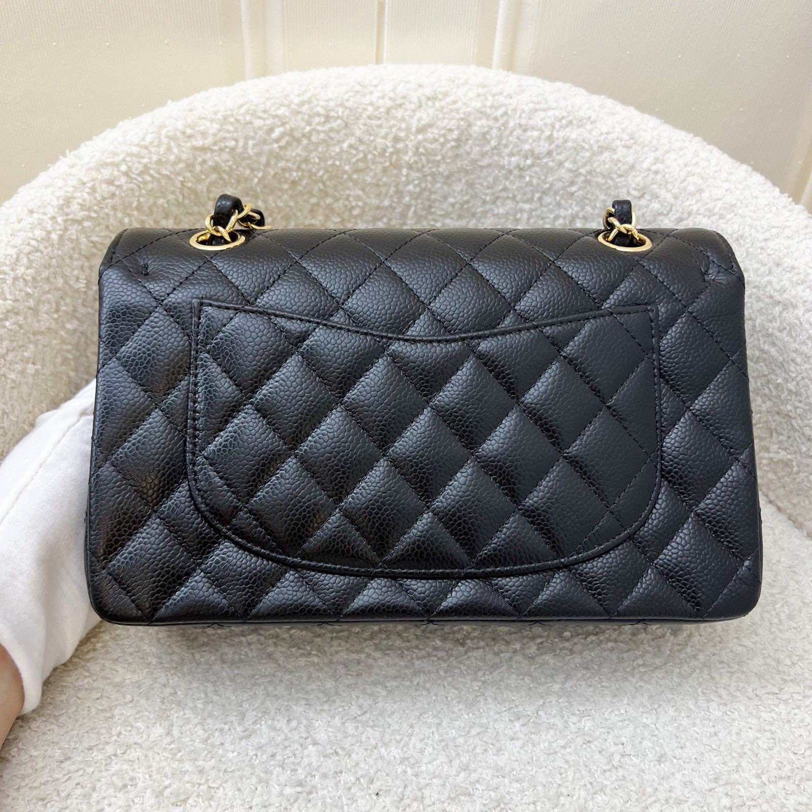 Chanel Small Classic Flap CF in Black Caviar and GHW (Model: A01113) · v11