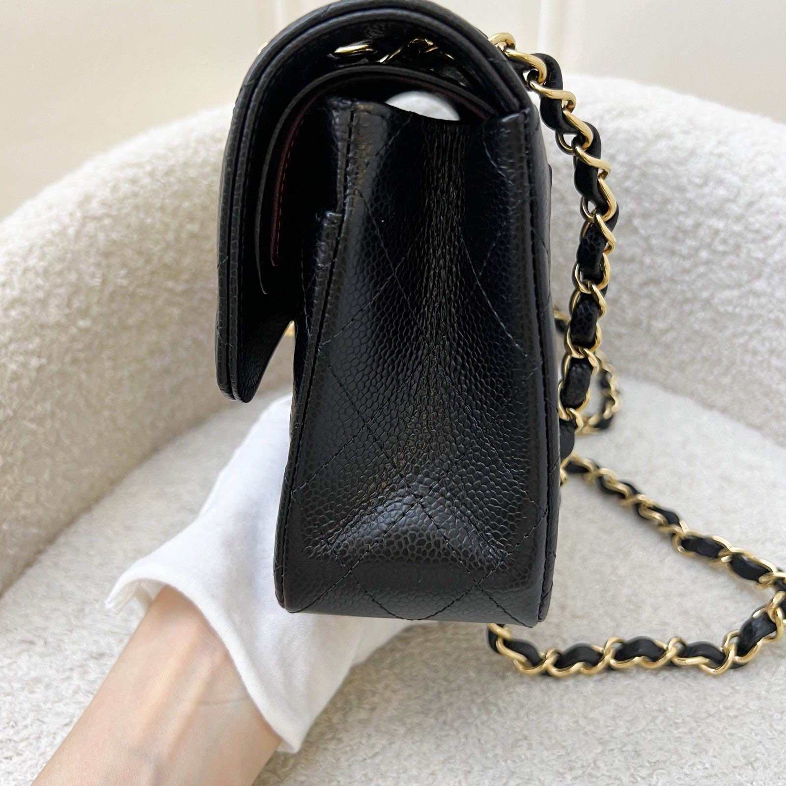 Chanel Small Classic Flap CF in Black Caviar and GHW (Model: A01113) · v11