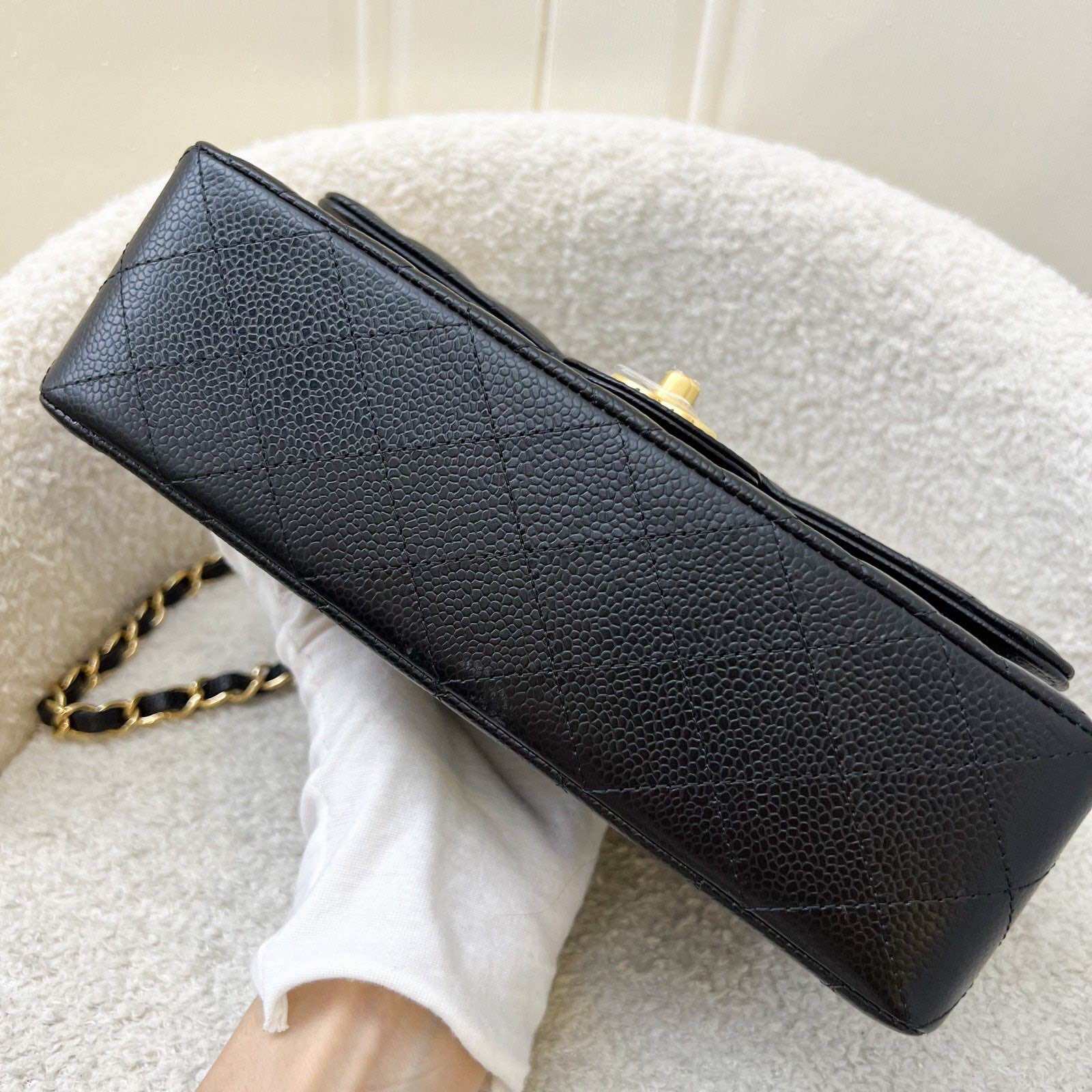 Chanel Small Classic Flap CF in Black Caviar and GHW (Model: A01113) · v11