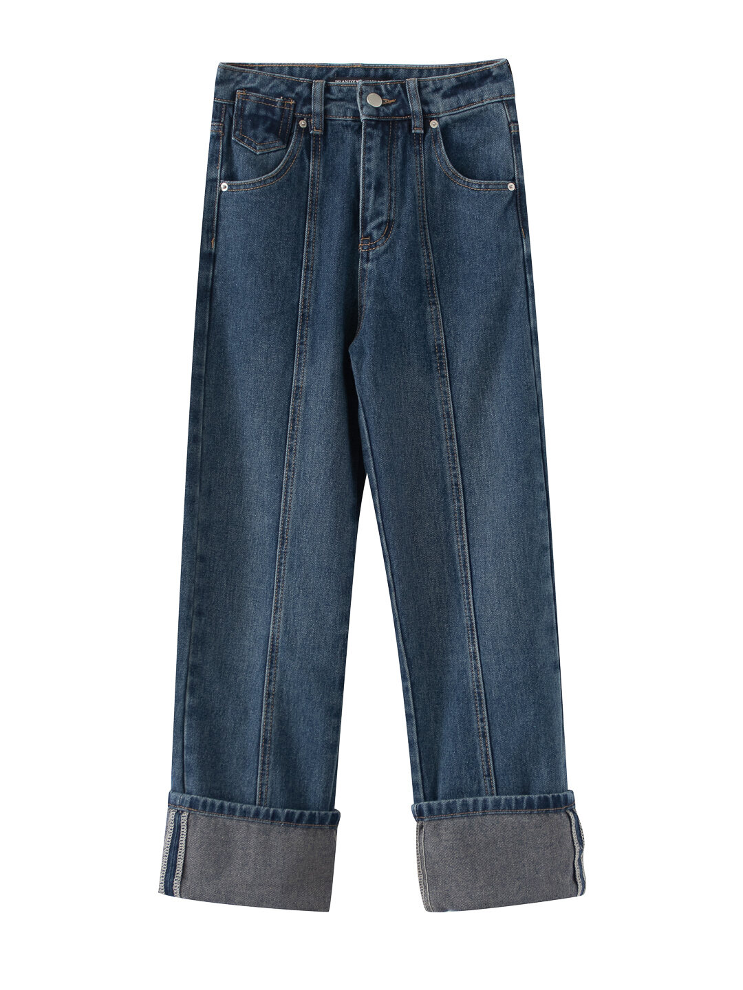 Jeans a vita alta a gamba larga da donna, ampi, dal taglio dritto, snellenti, della collezione BM Girl Community Yang Mi