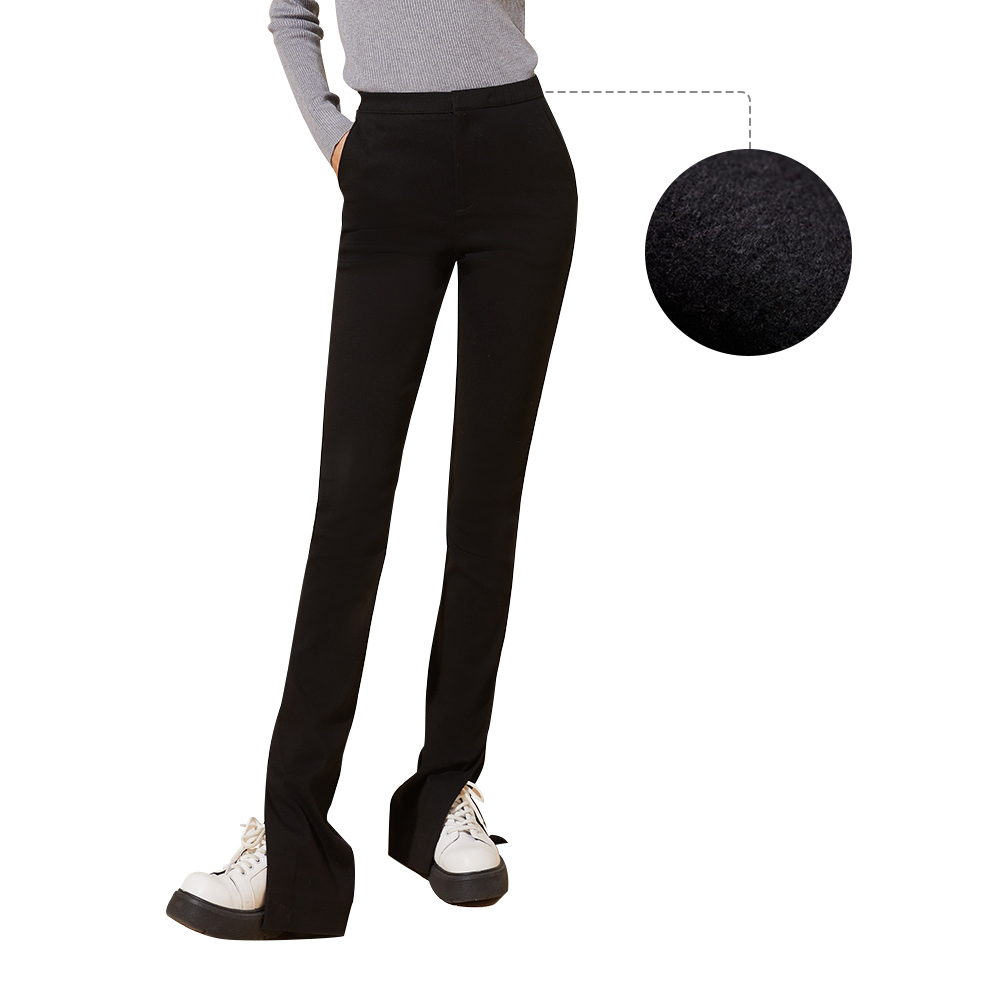 Ohsunny Pocket Slimming Casual Trousers High Waist Thickened Long Pants Slit Pants Flared Pants Leggings For Women · v2