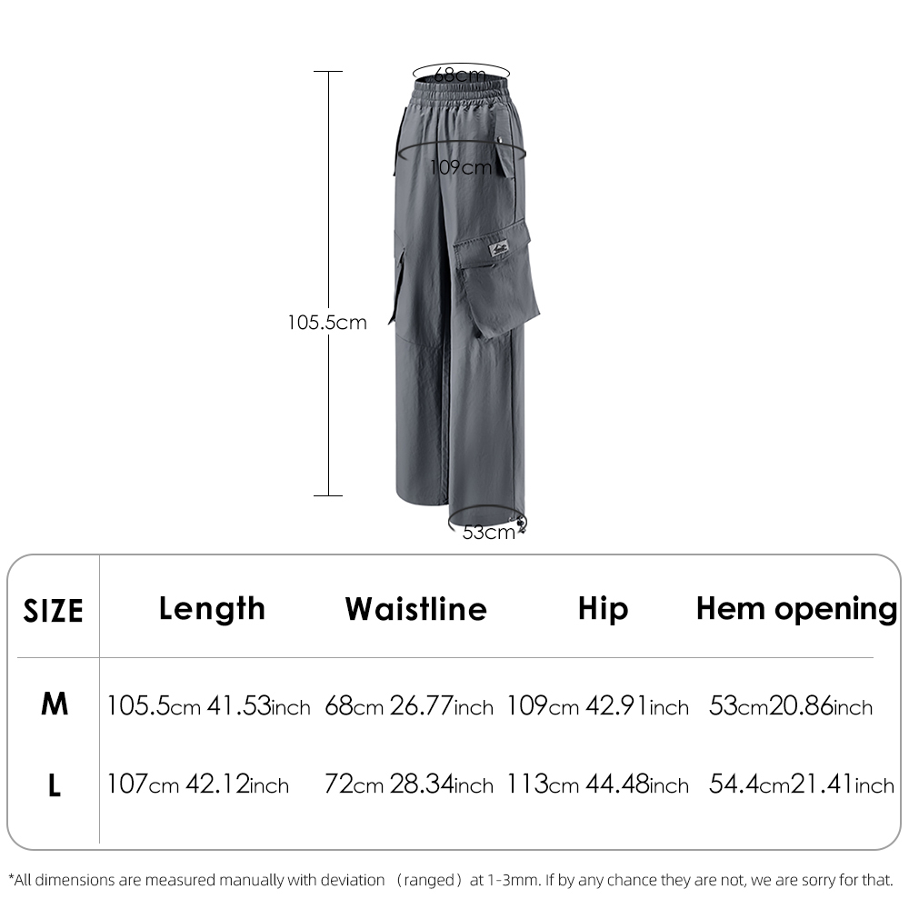 Ohsunny Cargo Pants Multi Pockets Women's Sunscreen High Waisted Wide Leg Casual Trousers Hiphop Street Tide UPF50+ · v2