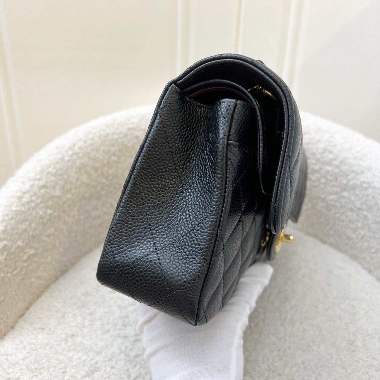 Chanel Small Classic Flap CF in Black Caviar and GHW · v50