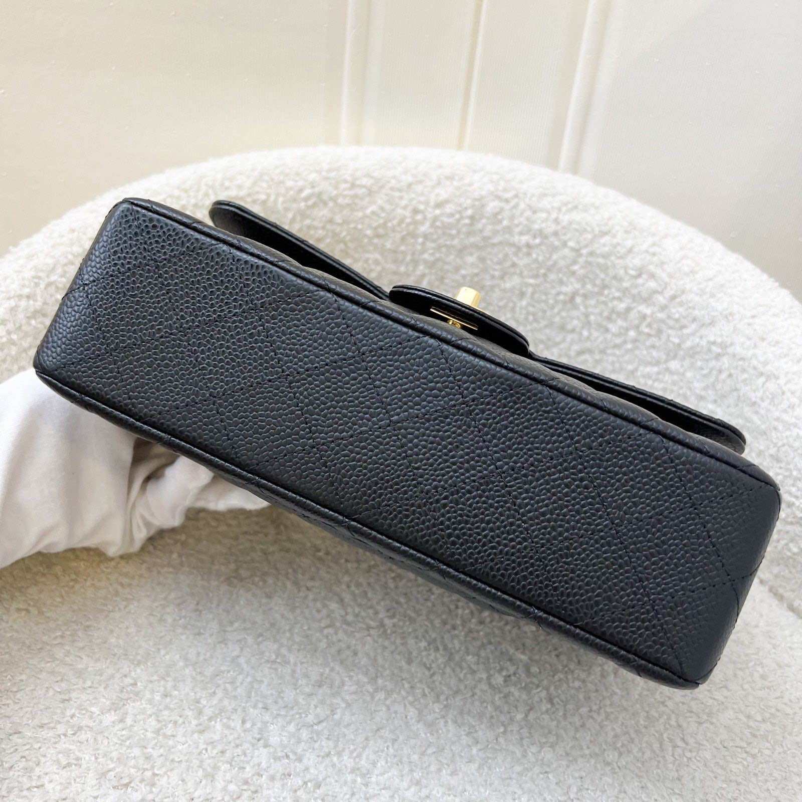 Chanel Small Classic Flap CF in Black Caviar and GHW · v50
