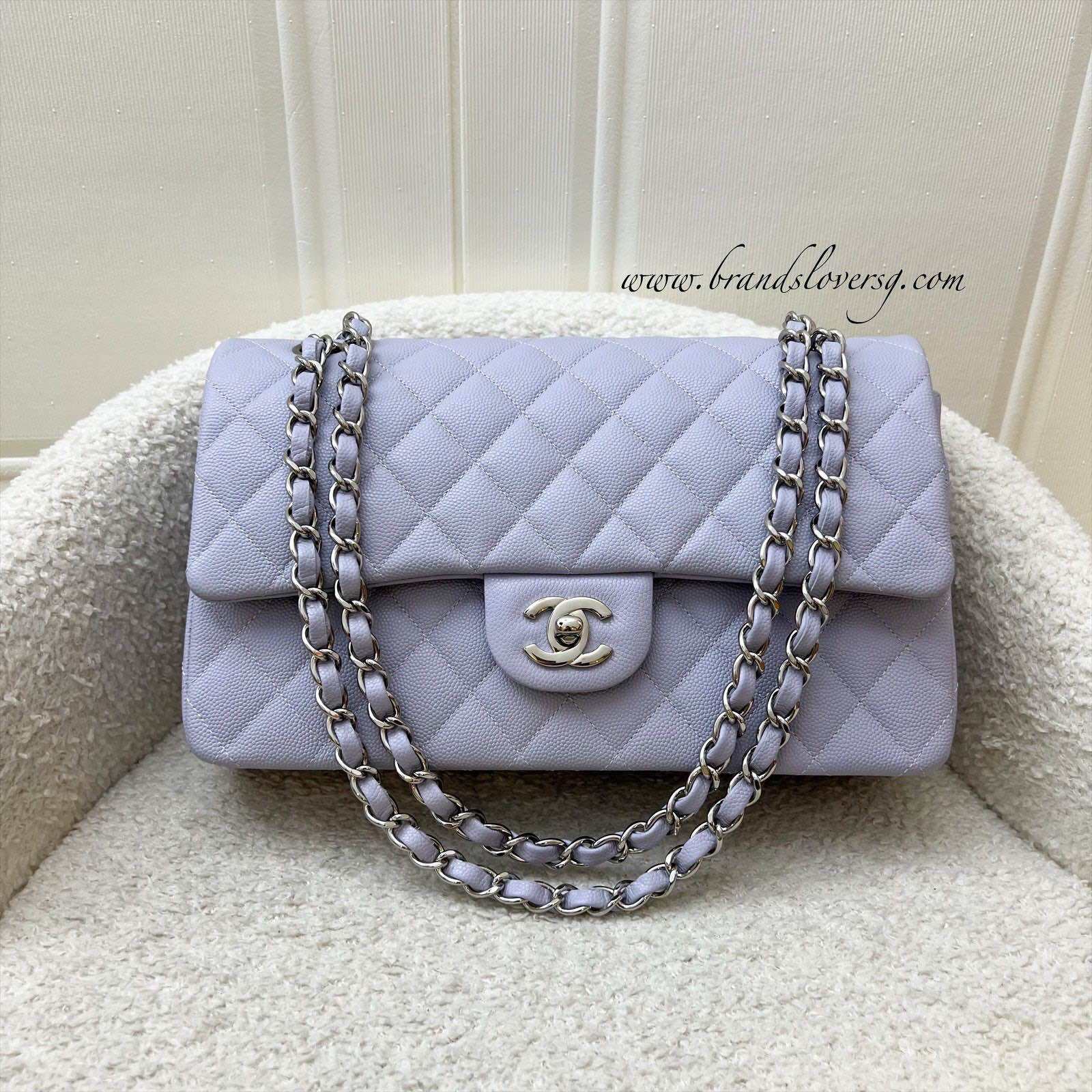 Chanel Medium Classic Flap CF in 21K Lilac Caviar and SHW · v11