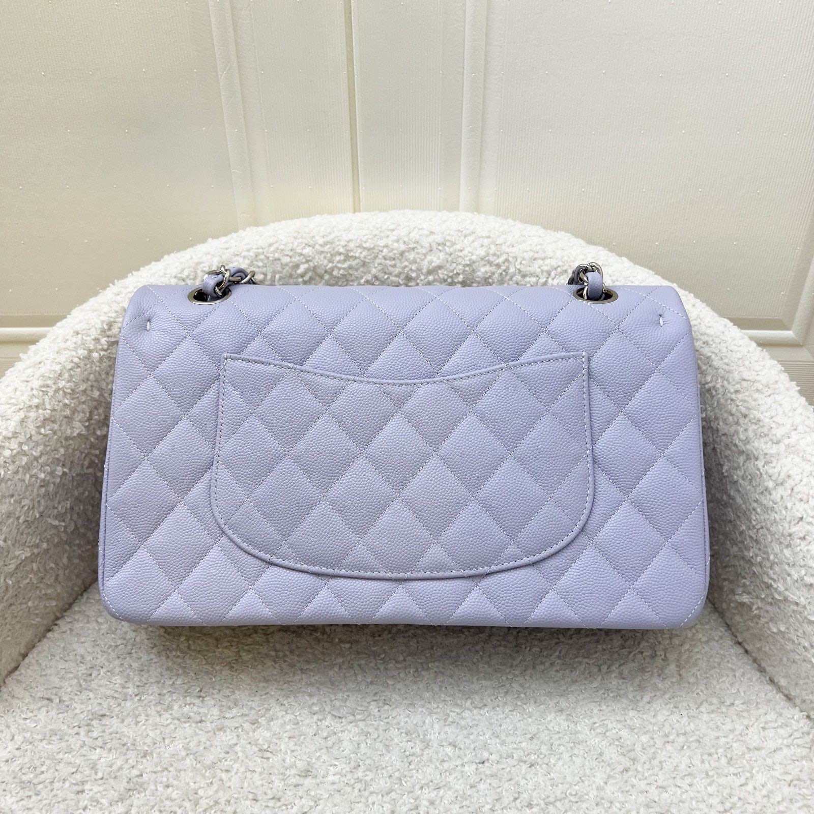 Chanel Medium Classic Flap CF in 21K Lilac Caviar and SHW · v11