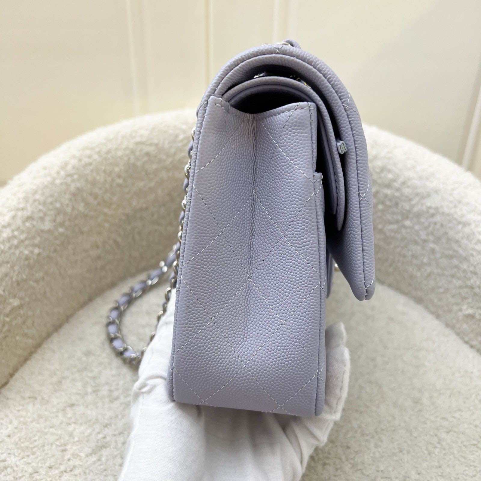 Chanel Medium Classic Flap CF in 21K Lilac Caviar and SHW · v11