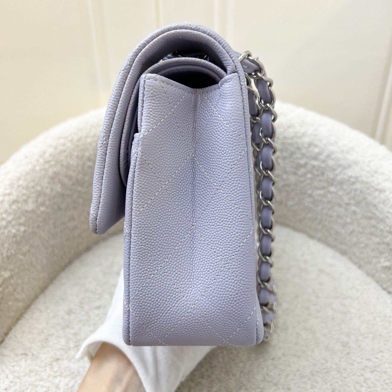 Chanel Medium Classic Flap CF in 21K Lilac Caviar and SHW · v11