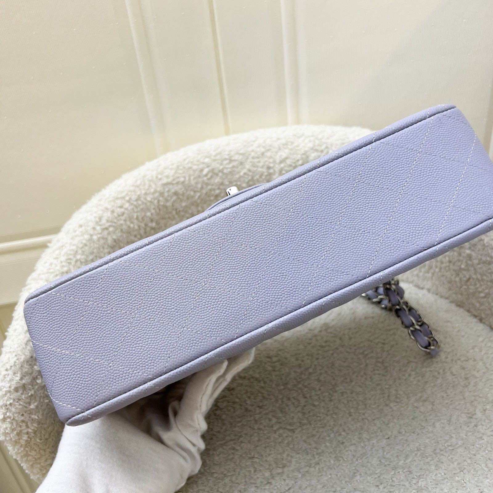 Chanel Medium Classic Flap CF in 21K Lilac Caviar and SHW · v11