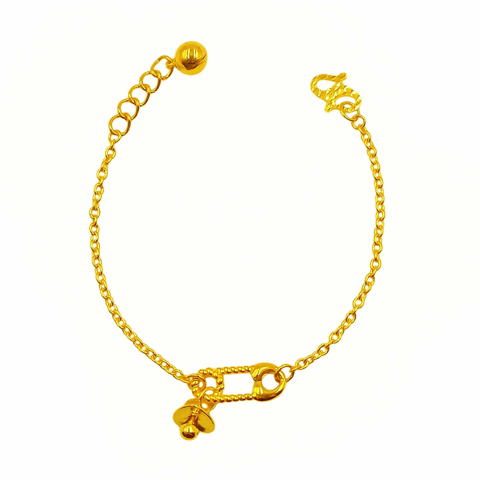 916 Gold Baby Bracelet ( Paperclip & Pacifier ) · v5