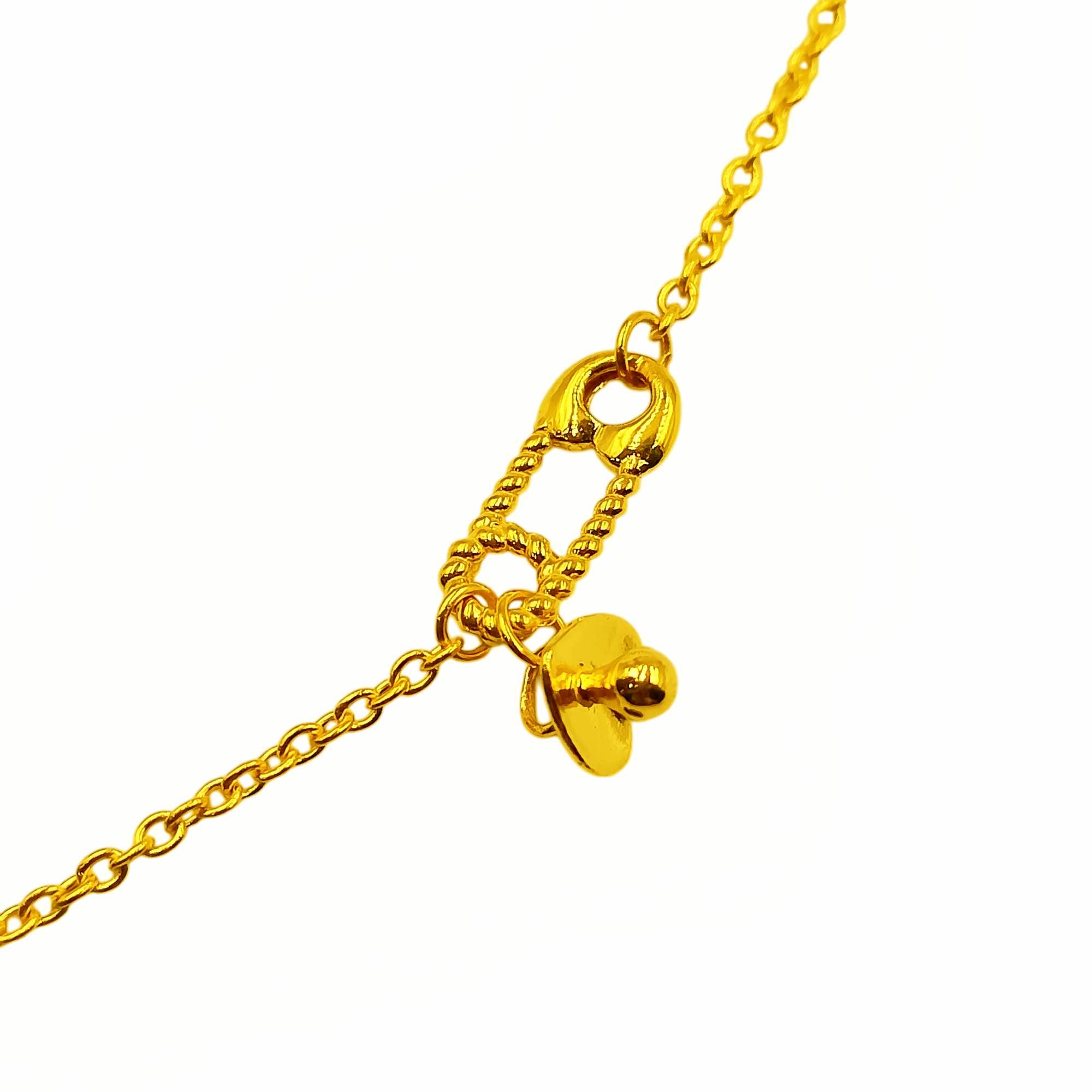 916 Gold Baby Bracelet ( Paperclip & Pacifier ) · v5