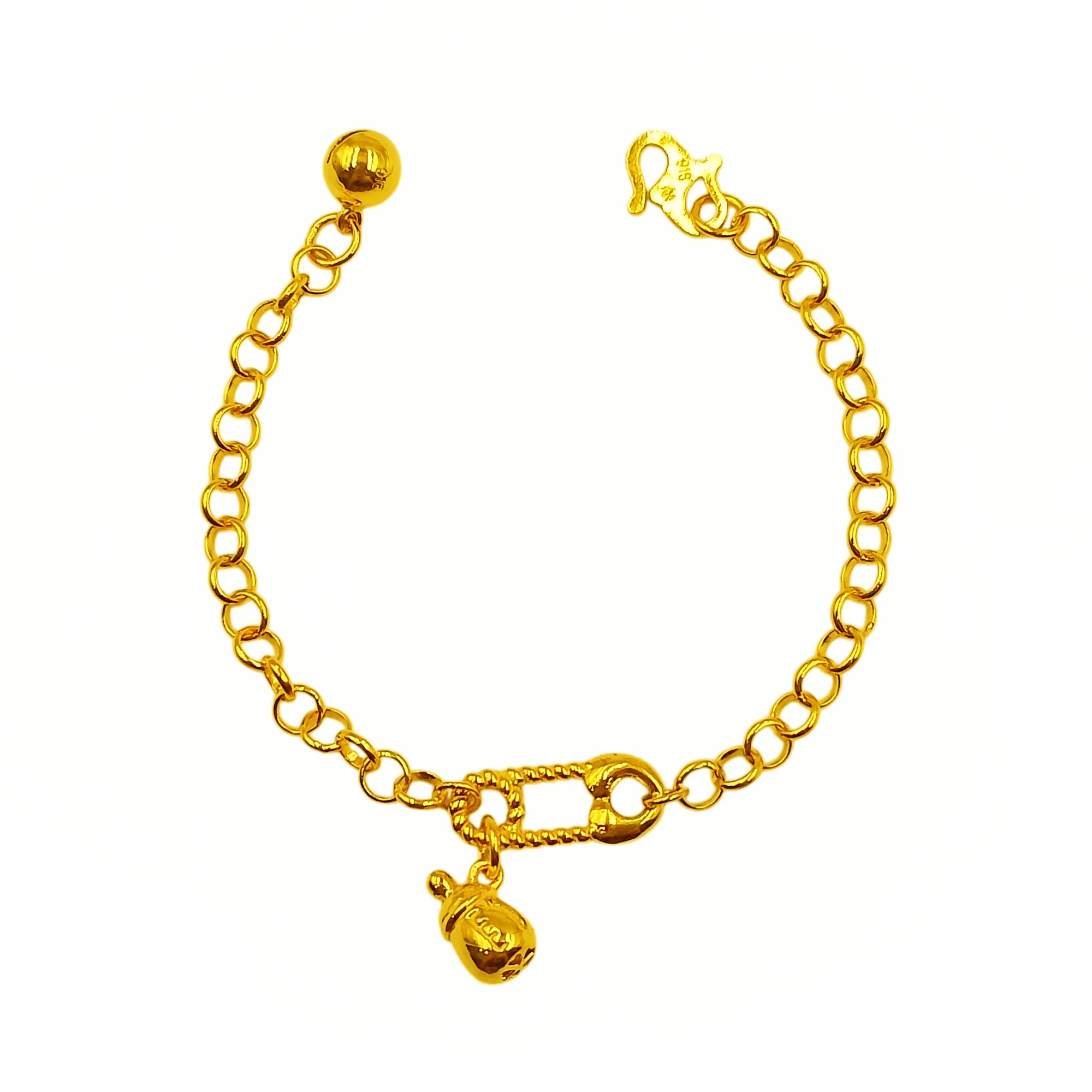916 Gold Baby Bracelet ( Paperclip & Milk Bottle ) · v3
