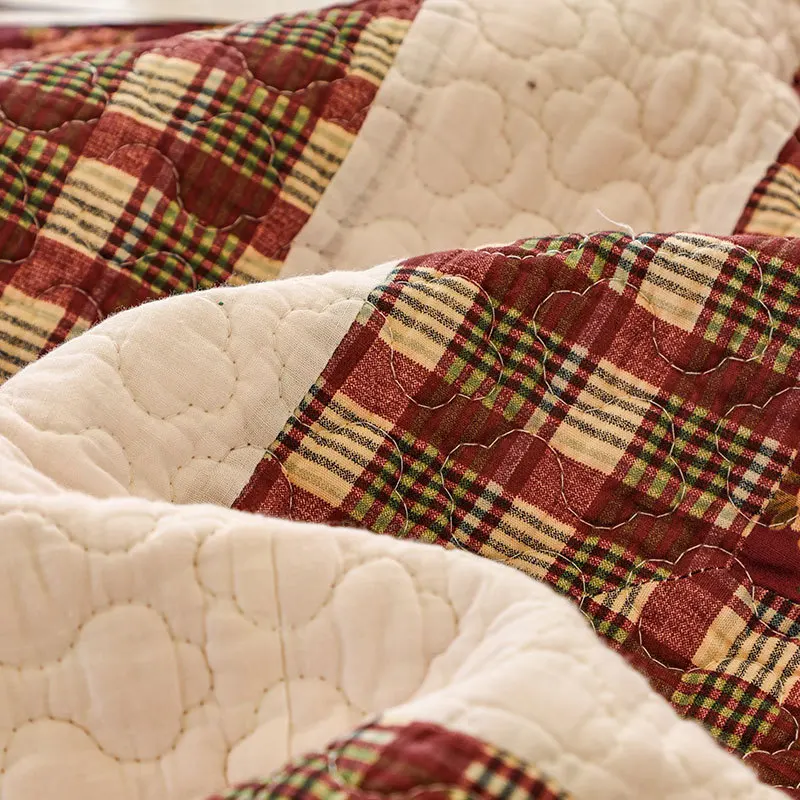 （Neues Produkt）CHAUSUB Neues Patchwork-Quilt-Set aus Baumwolle, 3-teilig, Tagesdecke auf dem Bett, bestickte Bettdecke in Queen-Size-Größe, gesteppter Bettbezug als Bettdekor