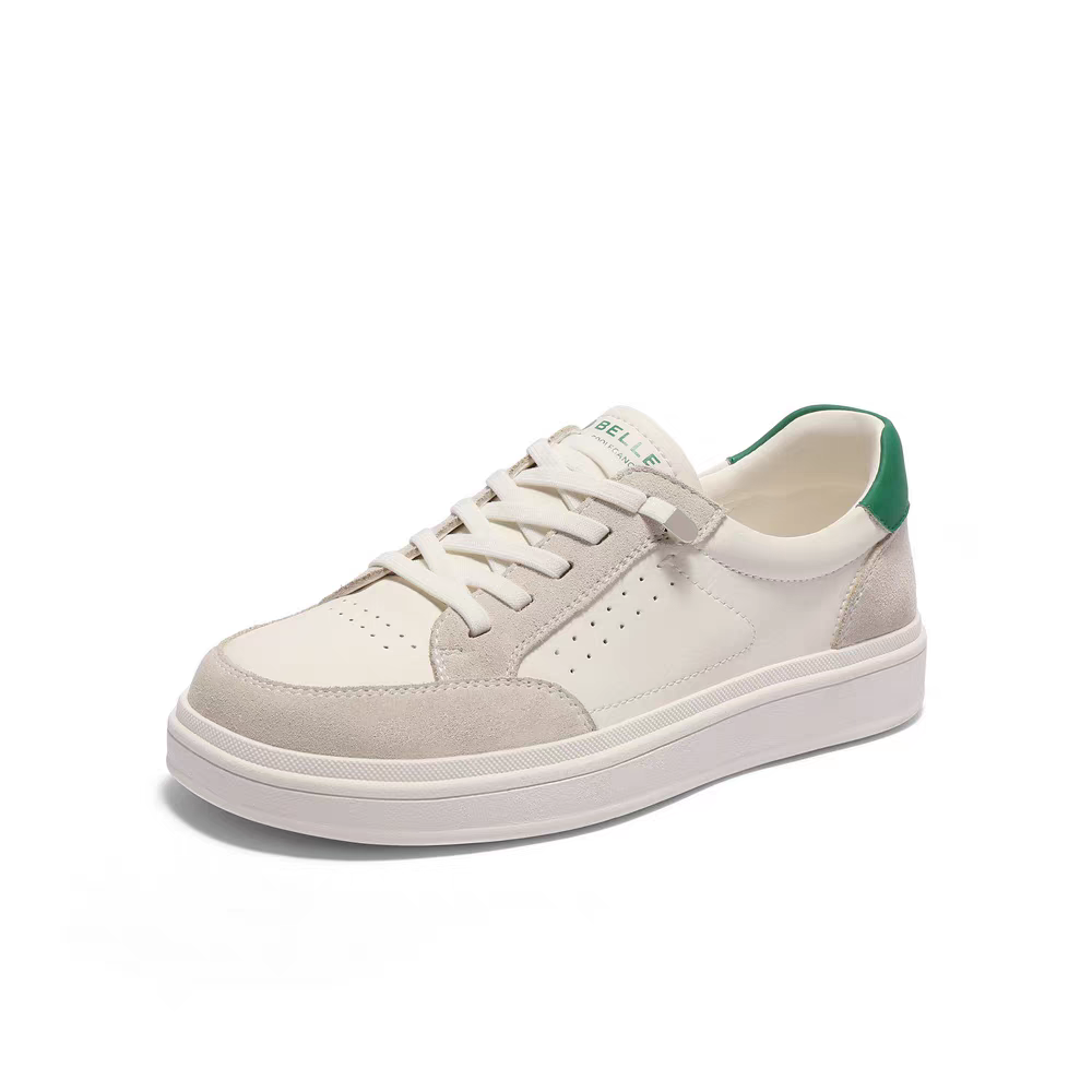 Belle Women's Thick Bottom Heightening Sneakers Summer 2025 New Color Block Sport Flat Shoes round Toe Low Heel Rubber Sole · v7