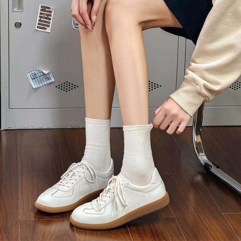 Leather Dequn Shoes Women's Spring 2025 New Style Casual Sport Soft Bottom Versatile Single Shoes Comfortable Breathable · v8