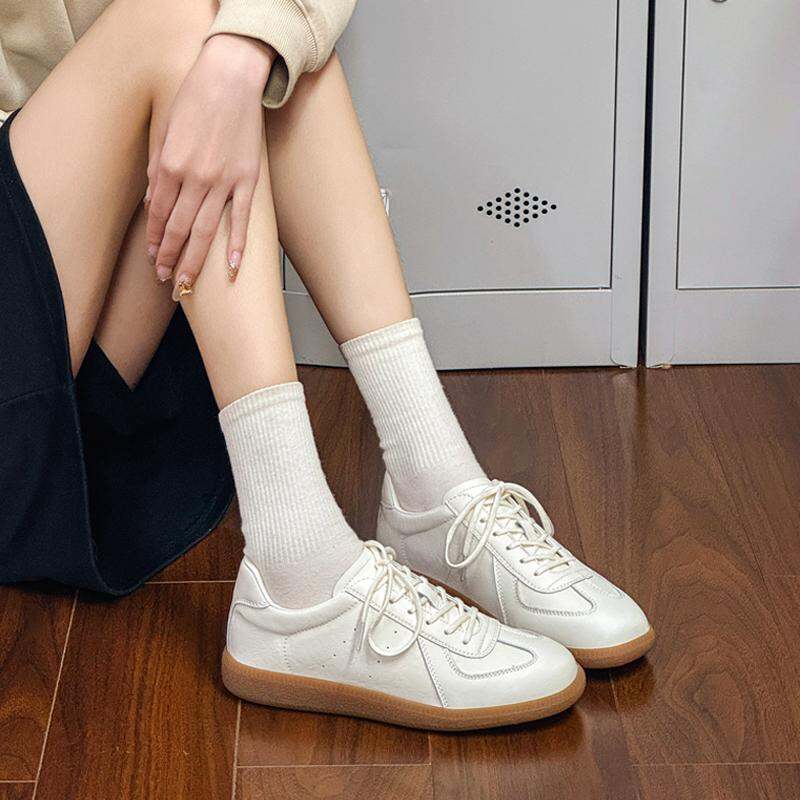 Leather Dequn Shoes Women's Spring 2025 New Style Casual Sport Soft Bottom Versatile Single Shoes Comfortable Breathable · v8