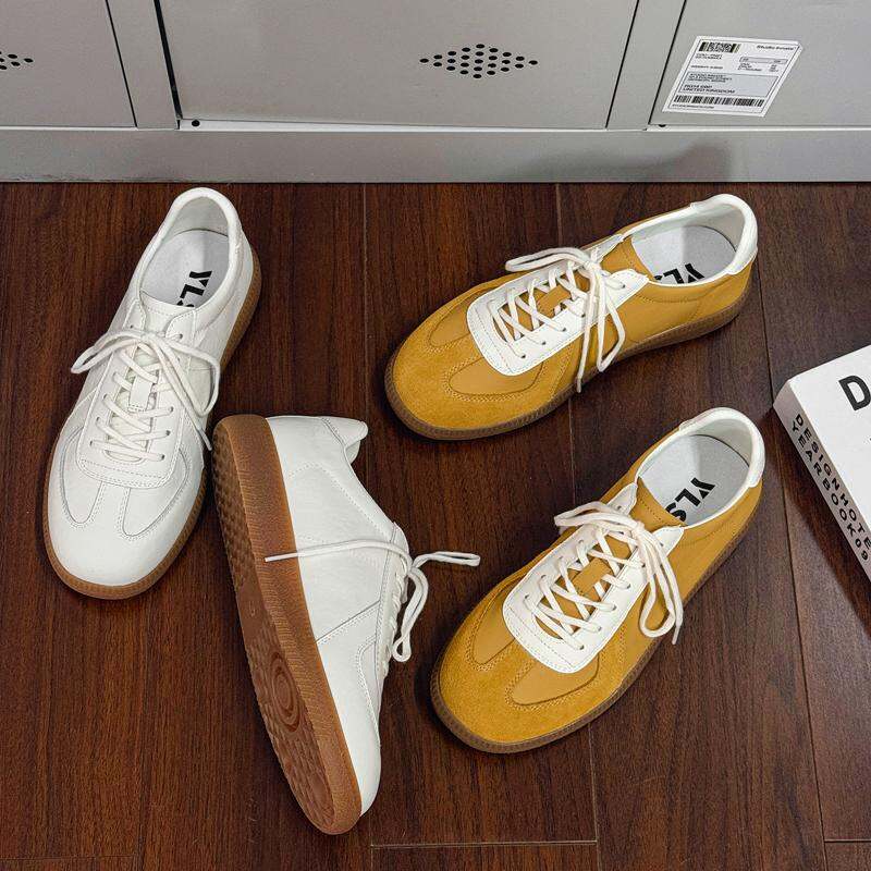 Leather Dequn Shoes Women's Spring 2025 New Style Casual Sport Soft Bottom Versatile Single Shoes Comfortable Breathable · v8