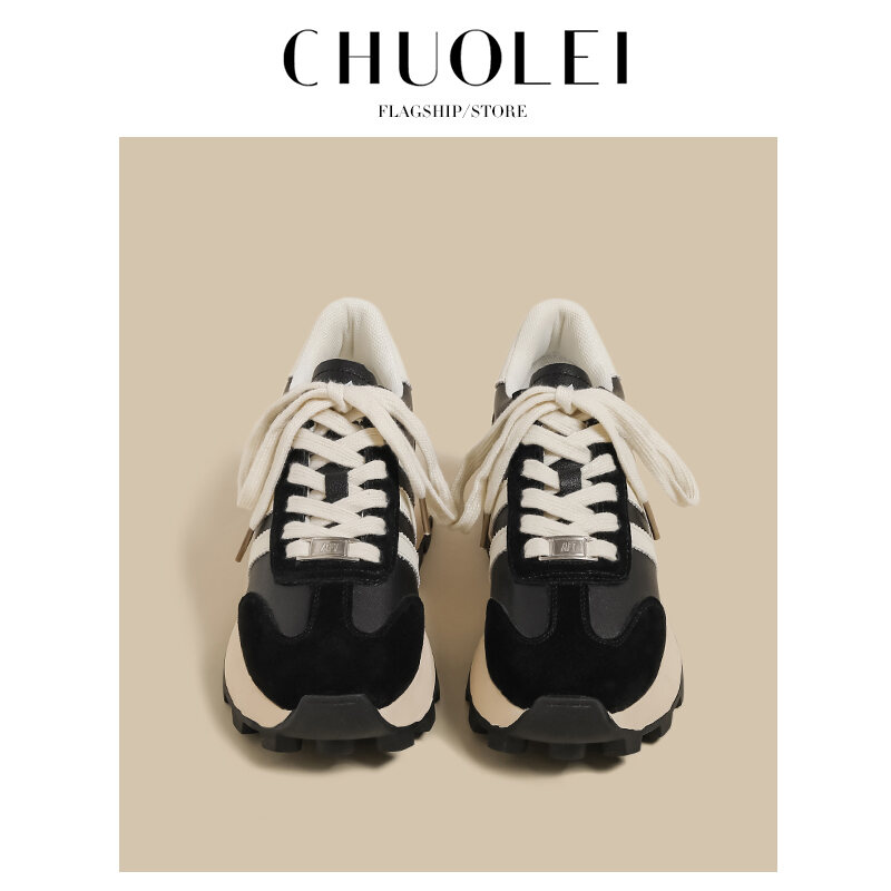 Women's Thick Bottom Agan Shoes Spring Autumn New Style Versatile Red Korean Version De Xin Casual Sports Dad Shoes · v10