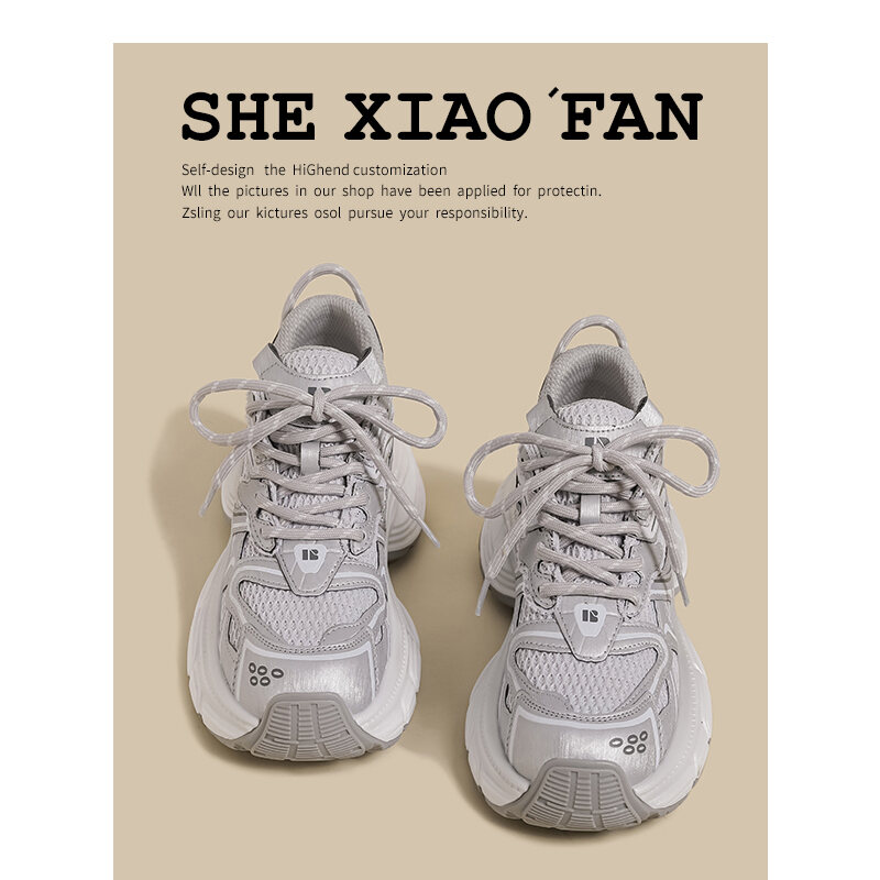Spring 2025 Women's Dad Shoes Purple Breathable Mesh Versatile Flatform Thick Bottom Casual Sports Shoes Comfortable All-Match · v7