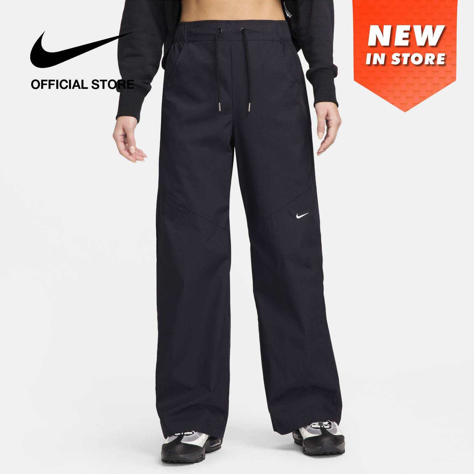 Nike Kadın Spor Giyim Essential Dokuma Yüksek Belli Pantolon - Siyah